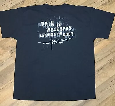 U.S. Marines Black T-shirt “Pain Is Weakness Leaving The Body” Mens XL  • $12