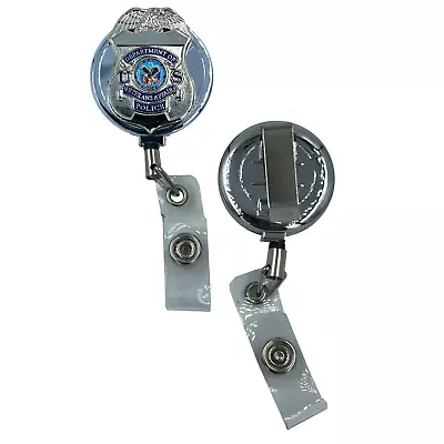 $14.99 • Buy EL1-011 VA POLICE Retractable ID Reel Metal ID Card Holder Veterans Affairs