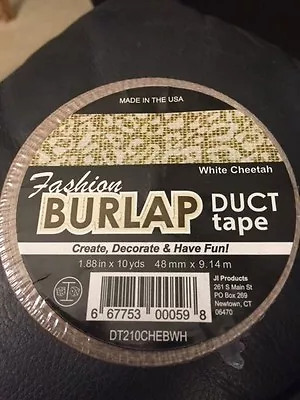 Fashion Burlap Duct Tape White Cheetah 1.88  X 10yds New!!! • $3