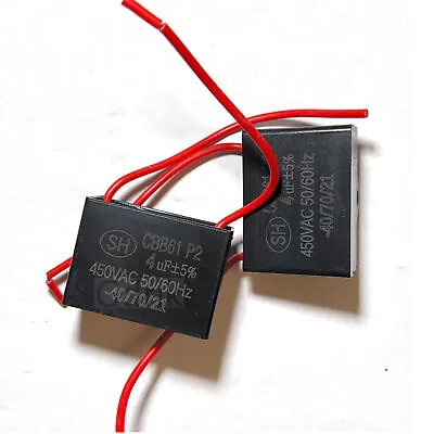 2x CBB61 500V AC 4uF Ceiling Fan Motor Capacitor 2 Wires VAC 50/60Hz • $9.44