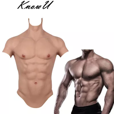 KnowU Muscle Body Suit Breastplate Silicone Male Fake Chest Cosplay Crossdresser • £158