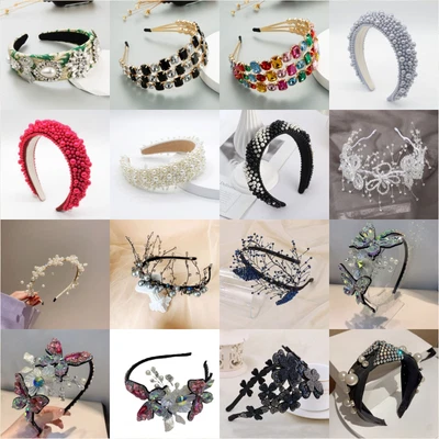 Woman's Girls Vintage Headband Hairband Crystal And Pearls Alice Wide Hair Hoop • £19