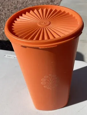 Vintage Tupperware Harvest Orange Container 10.5  Tall Canister With Lid 1222-3 • $3.50