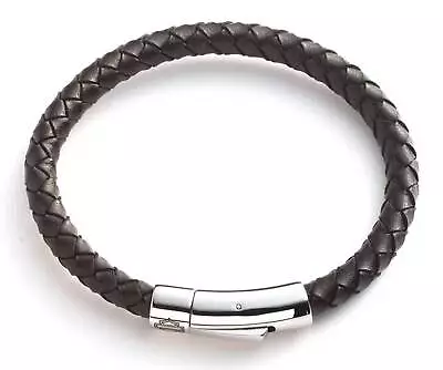 Harley-Davidson Men's 8.5 Inch Brown Braided Leather Bracelet - Stainless Steel • $54.95