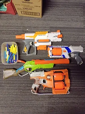 $21.20 • Buy Nerf Guns × 4 With Hand Full Of Bullets. Used But Great Condition And Working.