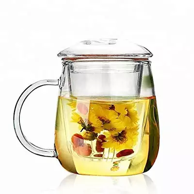 Glass Tea Mug Cup Kits With Infuser Heat Resistant 500 Ml Great Clear  • $33.49