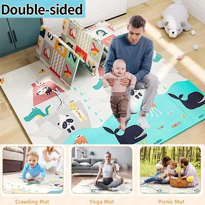 2Sided Baby Play Mat Extra Large Thick Kids Crawling Educational Soft Foam Game • £23.50