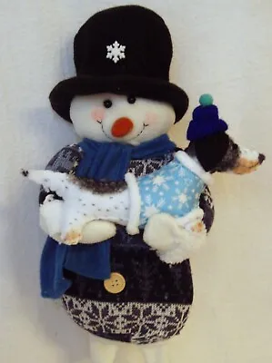 Dachshund Black Tan Piebald Felt Sculpture Snowman Tall Standing Winter Decor • $35