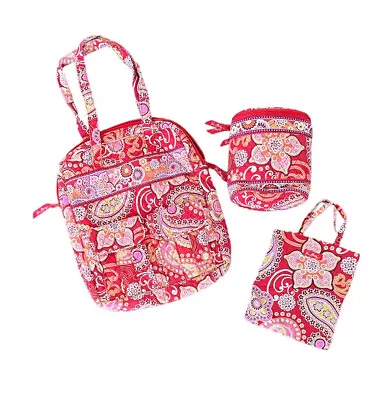 Vera Bradley Tote Laptop Shoulder Bag + Lunch Pink Orange Raspberry Fizz + Bonus • $36.10