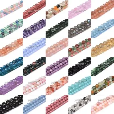 $7.79 • Buy 6mm 8mm 10mm Round Ball Loose Beads Gemstone Bead Jewelry Making Handmade Strand