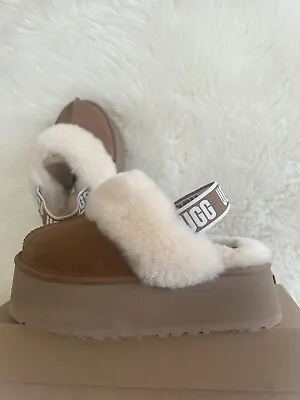 Ugg Chestnut Funkette Platform Slide Slipper Sandals Women Us 7 • $122