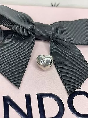 £0.99 • Buy Genuine Pandora Silver Moments Clear Jewelled Heart Charm