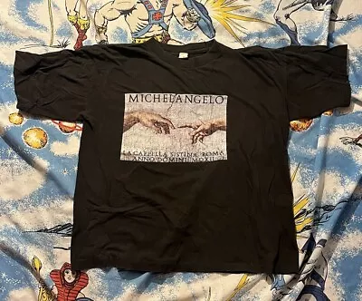 Vintage Michelangelo LA Cappella Sistina Roma Anno Domini T-Shirt Men's XL Black • $45