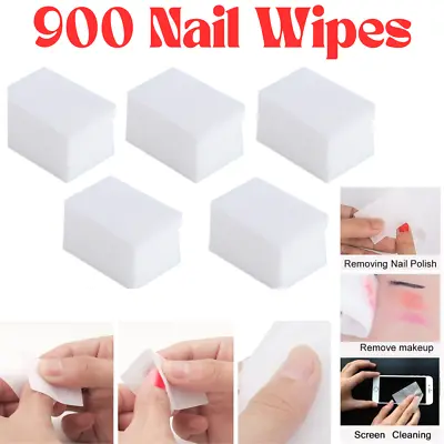 900 Lint Free Nail Wipes UV Gel Cleaner Nail Polish Remover Pad Acrylic Soak Off • £3.29