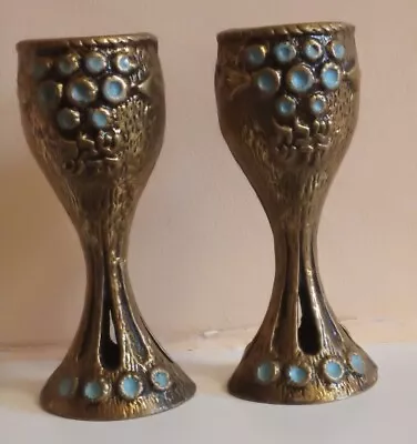 Rare Pair Of Shabbat Candle Holders With Blue Inserts Beautifully Made  • £18