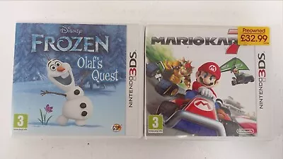 X2 Nintendo 3DS Games - Mario Kart 7 & Disney Frozen Olaf's Quest Both In Cases • £4.99