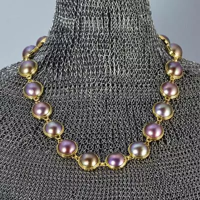 Elegant 18 Inch Mabe Pearl Necklace & Vermeil Gold-plated Sterling Silver 85.86g • $799