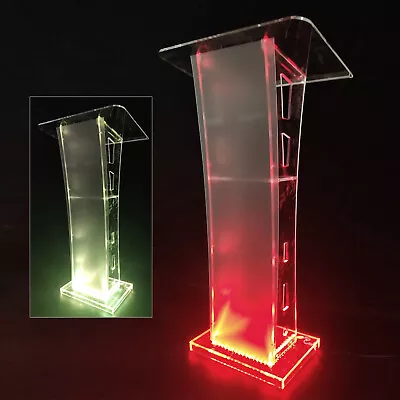 NEW Acrylic LED Podium Conference Pulpit Plexiglass Transparent Lectern 43.3in • $182.40