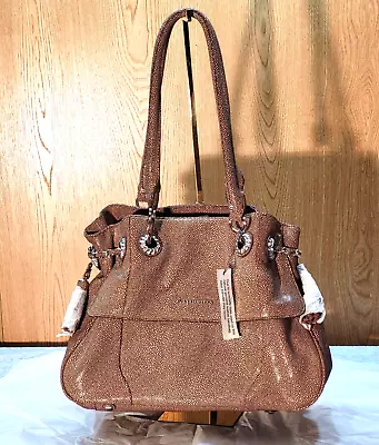 Judith Ripka Stingray Embossed Leather Shoulder Bag Tan • $64