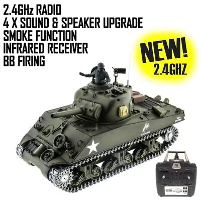 £259.99 • Buy 1:16 Heng Long RC PRO Sherman Tank Fury Model SMOKE SOUND BB INFRARED VERSION 7