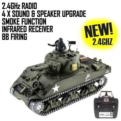£259.99 • Buy 1:16 Heng Long RC PRO Sherman Tank Fury Model SMOKE SOUND BB INFRARED VERSION 7