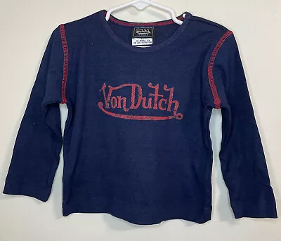 Von Dutch NEW Toddler Kids Size 4T Blue Red Long Sleeve Tee T Shirt 90s VTG • $15