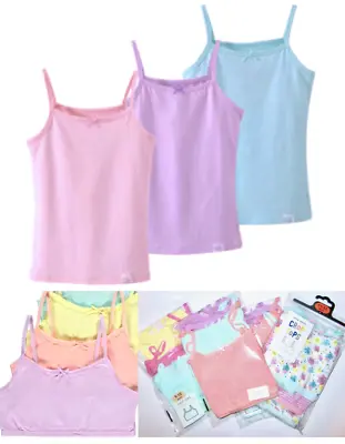 £5.99 • Buy Kids Girls Sleeveless Vest Short Crops Camisoles 3 Vests Pack Underwear Cotton