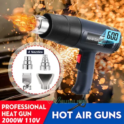 2000W Heat Gun Electric Hot Air Gun Dual Temperature LCD Display 4 Nozzles Tool • $16.09