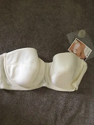 £12 • Buy Charnos Superfit Smooth Strapless 32D Bra Ivory Padded And Underwired BNWT