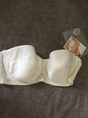 Charnos Superfit Smooth Strapless 32D Bra Ivory Padded And Underwired BNWT • £12