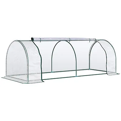 Outsunny Tunnel Greenhouse Grow House Steel Frame PVC Transparent 250x100x80 Cm • £31.99