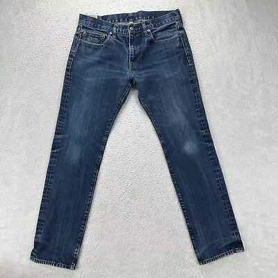 J. Crew 484 Jeans Men 33x32 Blue Slim Tapered Dark Wash Japanese Kaihara Denim • $25