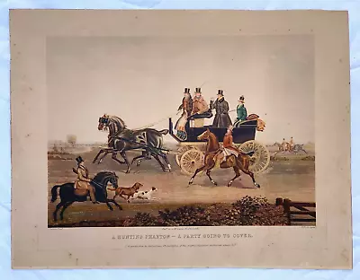 J. Pollard A Hunting Phaeton Party Going To Cover Old Antique 1800's Art Print • £33.76