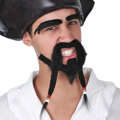 Pirate Moustache Mo Beard Goatee Jack Sparrow Hair Mexican Costume Dress Up  • $10.50