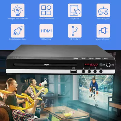 HDMI DVD Player Multi Region Free With Remote Control 1080P USB Port CD MP3 AV • £28.99