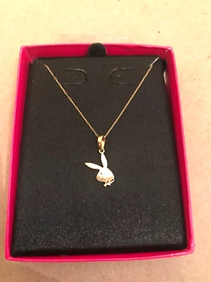 $58 • Buy Playboy Bunny Necklace 14kt Diamond Eye 20in In Pink Box
