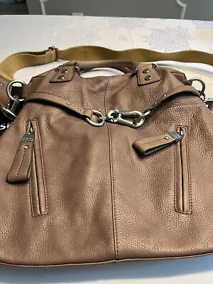 B. Makowsky Large Brown Leather Hobo Satchel Handbag Purse With Dust Cover EUC • $49.99