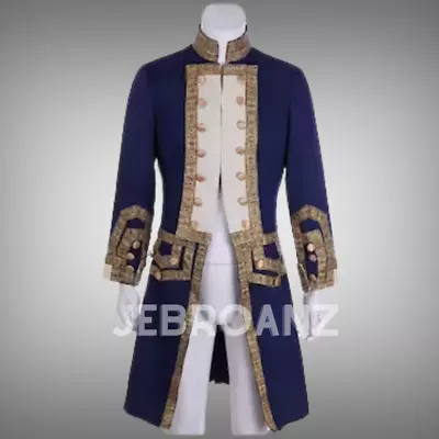 Mens Navy Blue 18th Century Colonial Tuxedo Hamilton Coat George Washington Coat • $169.99