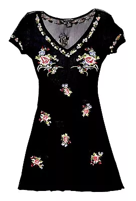 VIVIENNE TAM 90s Floral Embroidered Mesh Mini Dress • $250