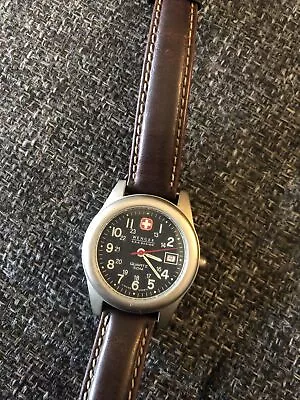 Wenger SAK Design 0600Leather Band Date Swiss Army Military Watch • $130