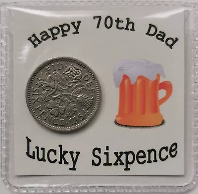 70th Dad Birthday Lucky Sixpence Gift* 1954 Coin For 2024* *Cream Beer Design* • £2.99