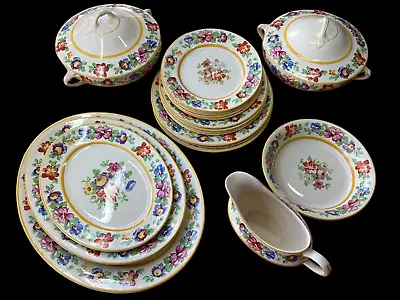 RARE Vintage 1930's Hampton Ivory 17 Piece Part Dinner Set 1349 Floral Pattern • £34.95