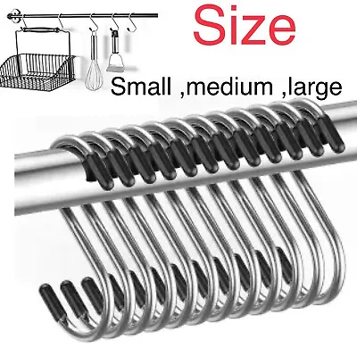 Quality Stainless Steel S Hooks Kitchen Meat Pan Utensil Clothes Hanger Hanging • £2.49