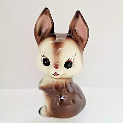 VTG NAPCO Japan Figural Ceramic Bunny Rabbit Coin Piggy BANK W/Stopper & Label • $9.99