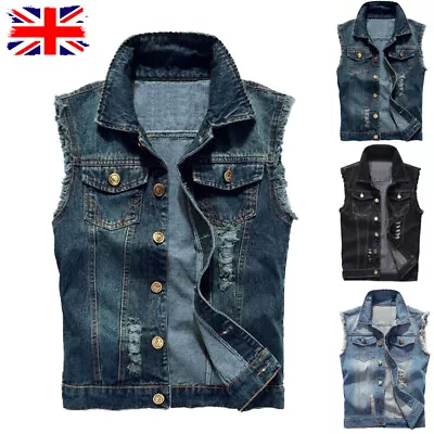 Mens Cowboy Waistcoats Vintage Biker Waistcoat Cowboy Sleeveless Vest Jackets • £22.79