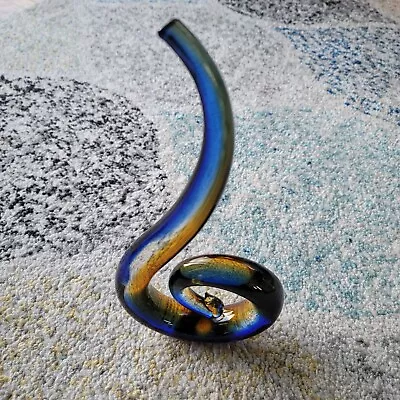 13  Murano Style Glass Sculpture: Twisted Swirl Spiral Music Note Blue & Yellow • $24.99