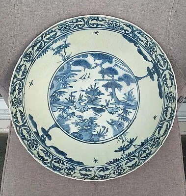 A Large Chinese Antique Ming Dynasty B/W Pottery Dish A Pair Rabbits Pattern • $975