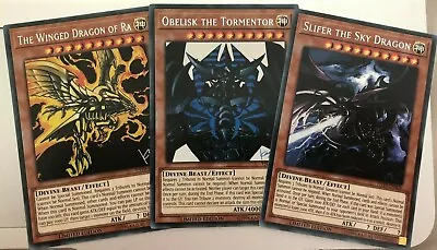 YUGIOH TN19 Egyptian God Card Set Obelisk Slifer Ra Prismatic Secret Limited • £12.47