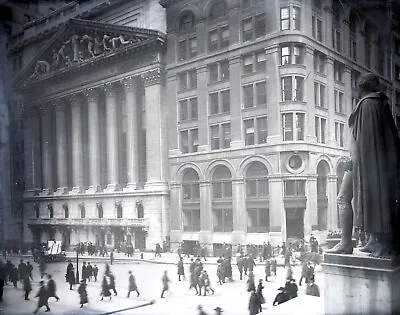 New York Stock Exchange 1909 Wall Street Original Glass Plate Photo Negative  • $850