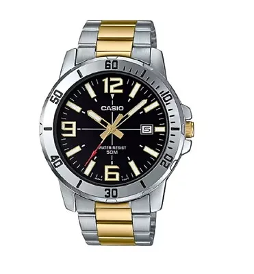 Casio MTP-VD01SG-1B Men's Watch Black Analog Steel Band Date Indicator • $64.59